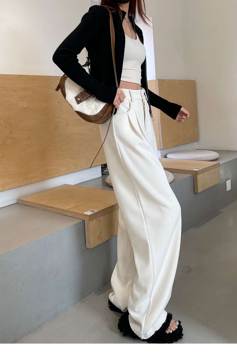 白パンツ ストレートワイドパンツ