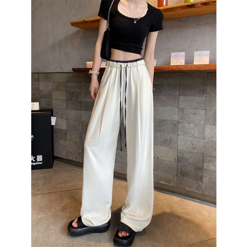 白パンツ ドレープワイドロングパンツ
