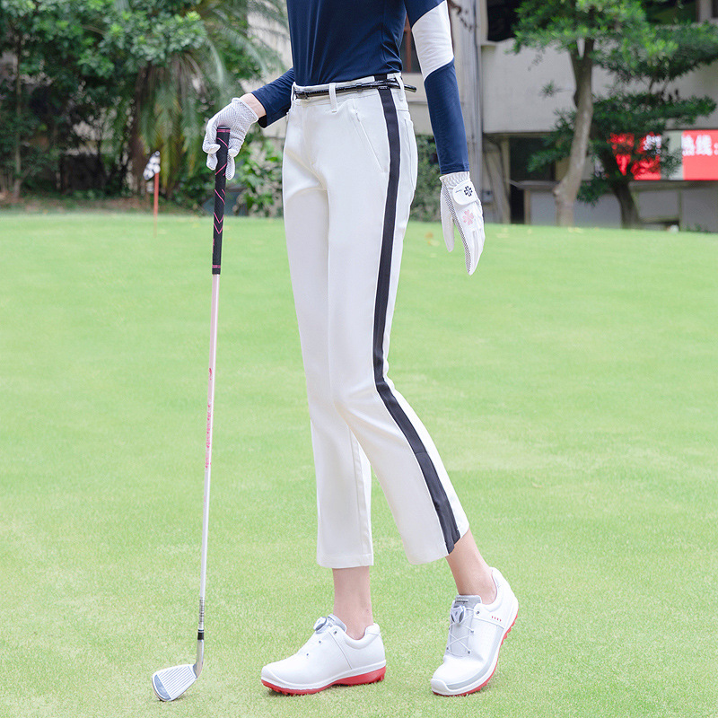 白パンツ サイドラインスポーティゴルフパンツ