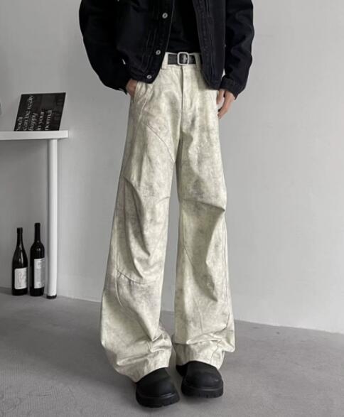 白パンツ メンズ ワイドパンツ ゆったり白系ボトムス