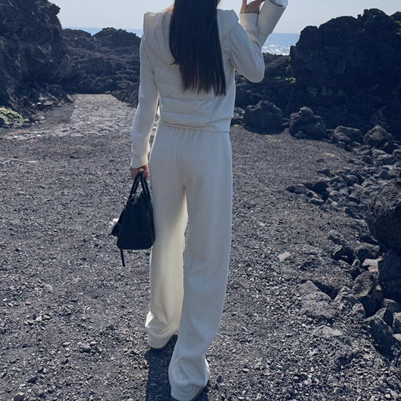 白パンツ リラックスワイドストレートパンツ