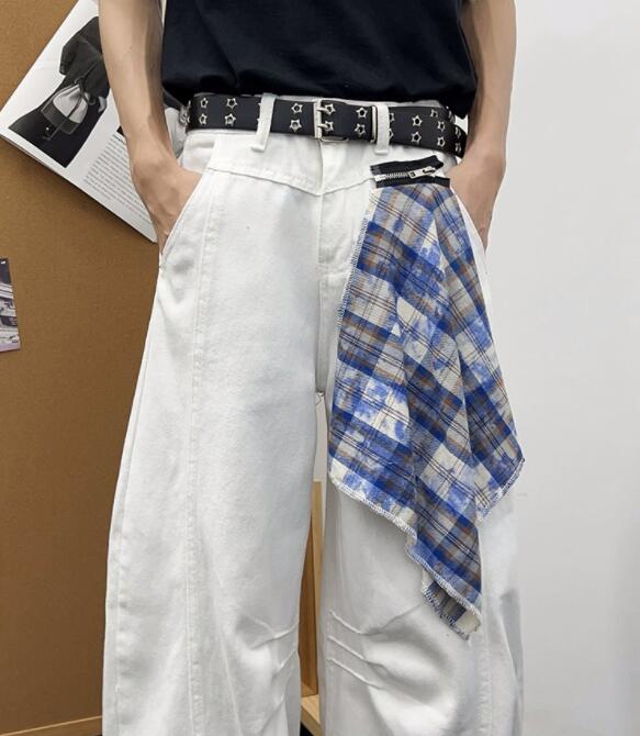 白パンツ メンズ ワイドデニム ゆったりストリート