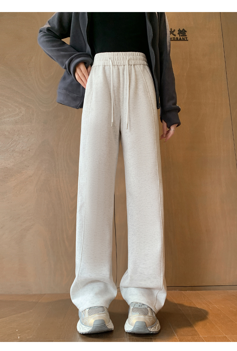 白パンツ もこもこ裏起毛ワイドパンツ