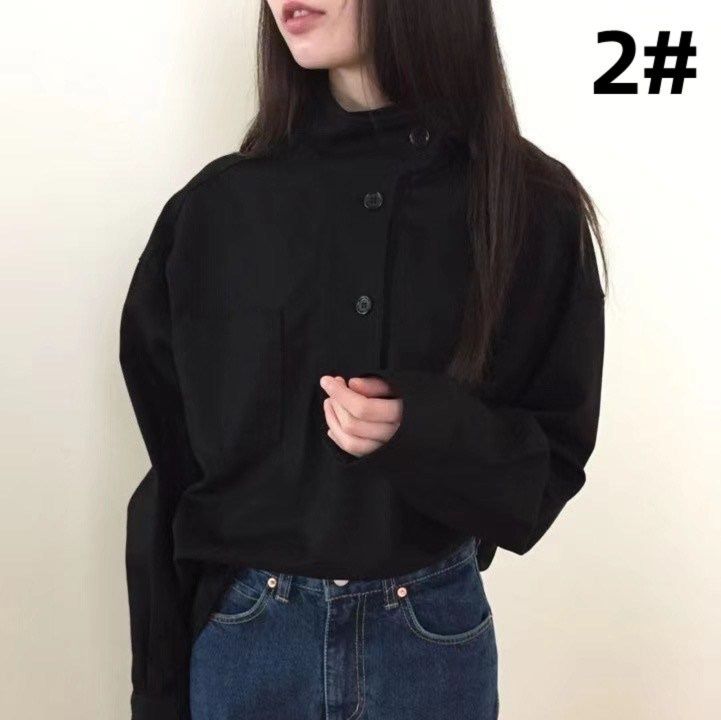 長袖レディースシャツ 体型カバー 通勤 韓国風 秋冬