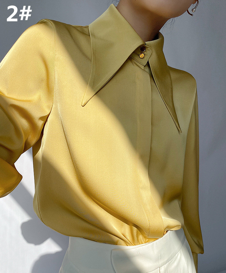 レディースシャツ 袖ボタンデザイン長袖ブラウス通勤フォーマル