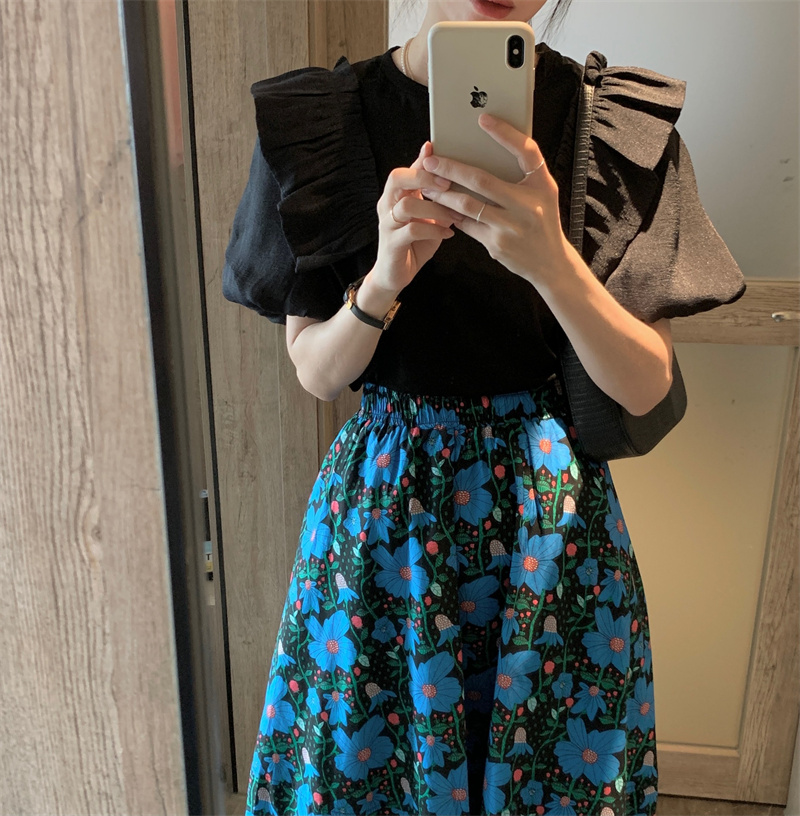 レディースシャツ 夏新作 フリル袖シャツ ラウンドネック 体型カバー レディース