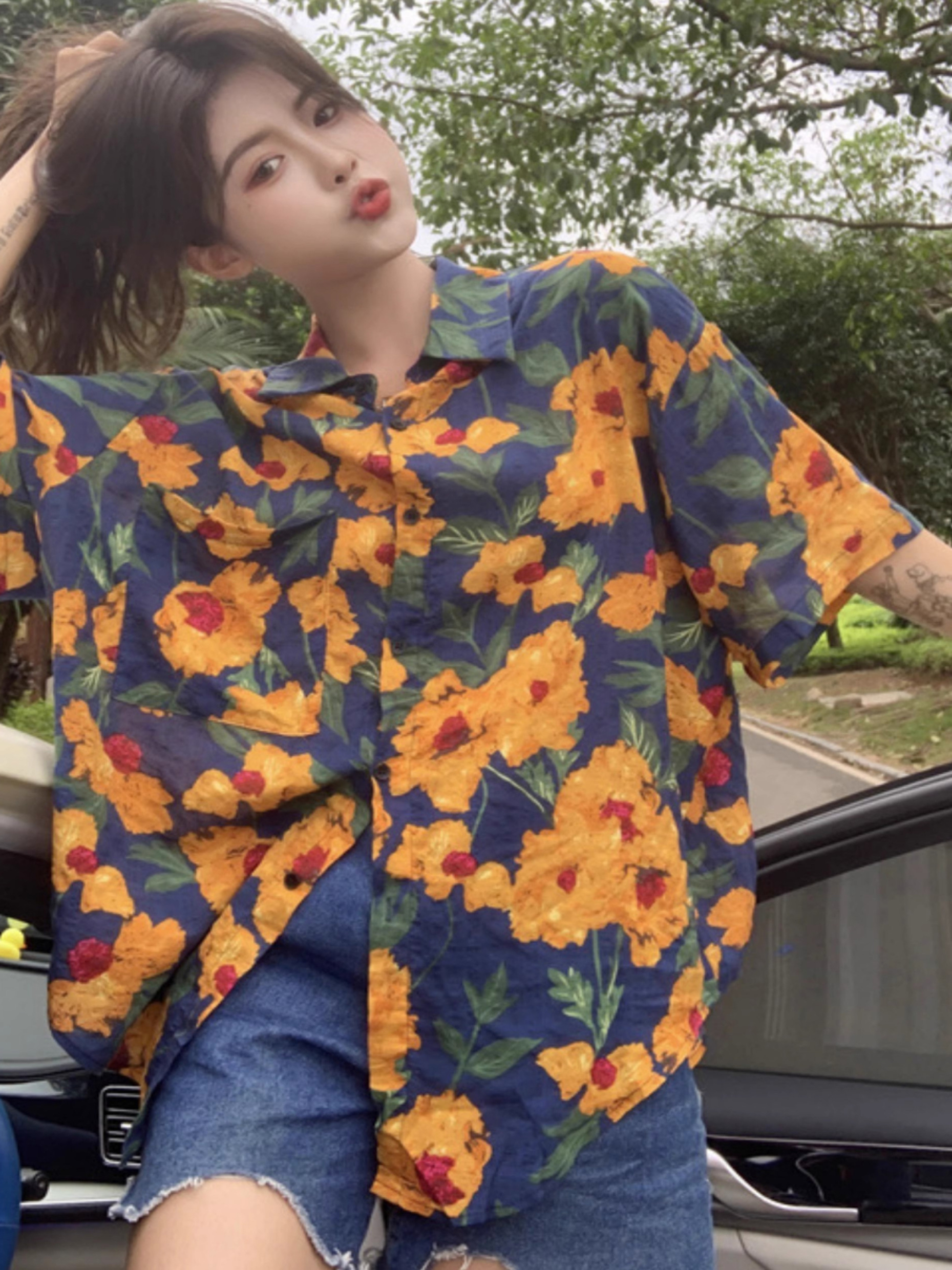 レディースシャツ 南国の花咲くリゾートシャツ