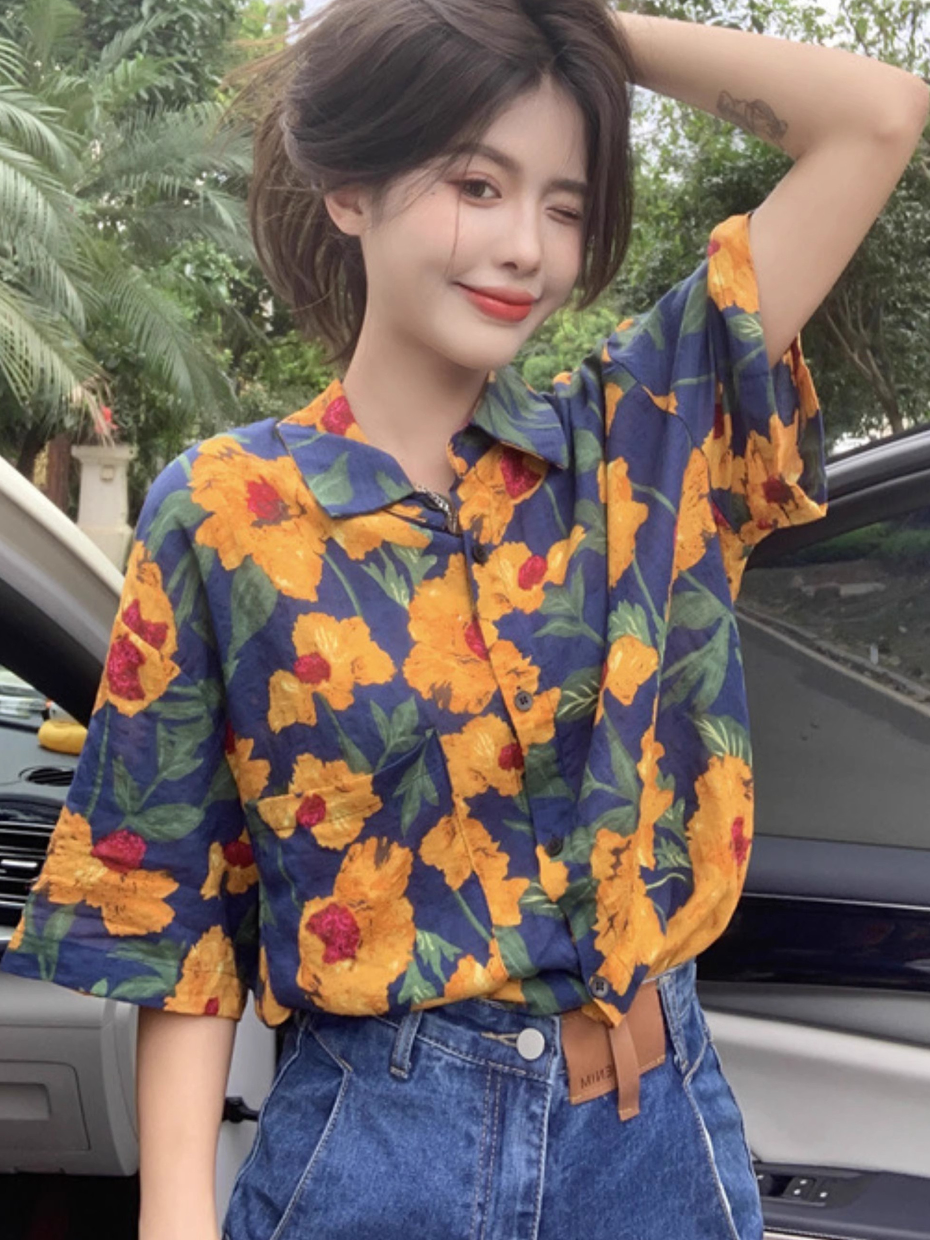 レディースシャツ 南国の花咲くリゾートシャツ