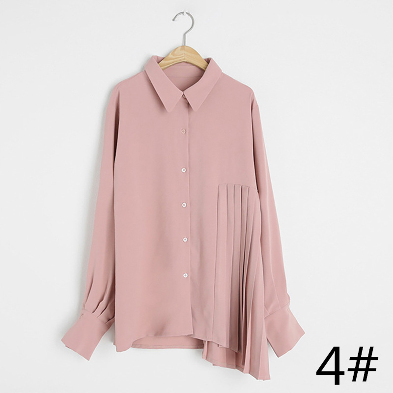 レディースシャツ 秋新作プリーツ長袖シャツ体型カバーおしゃれブラウス
