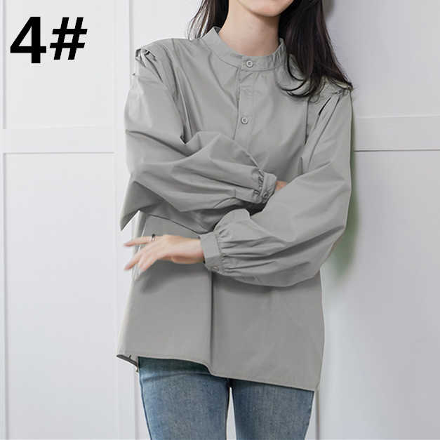レディースシャツ 無地長袖ブラウス フレア襟デザイン大人可愛い