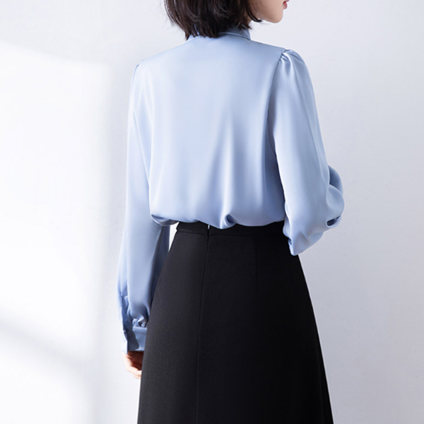 レディースシャツ 二〇二五年新作リボンブラウス白色上品きれいめ