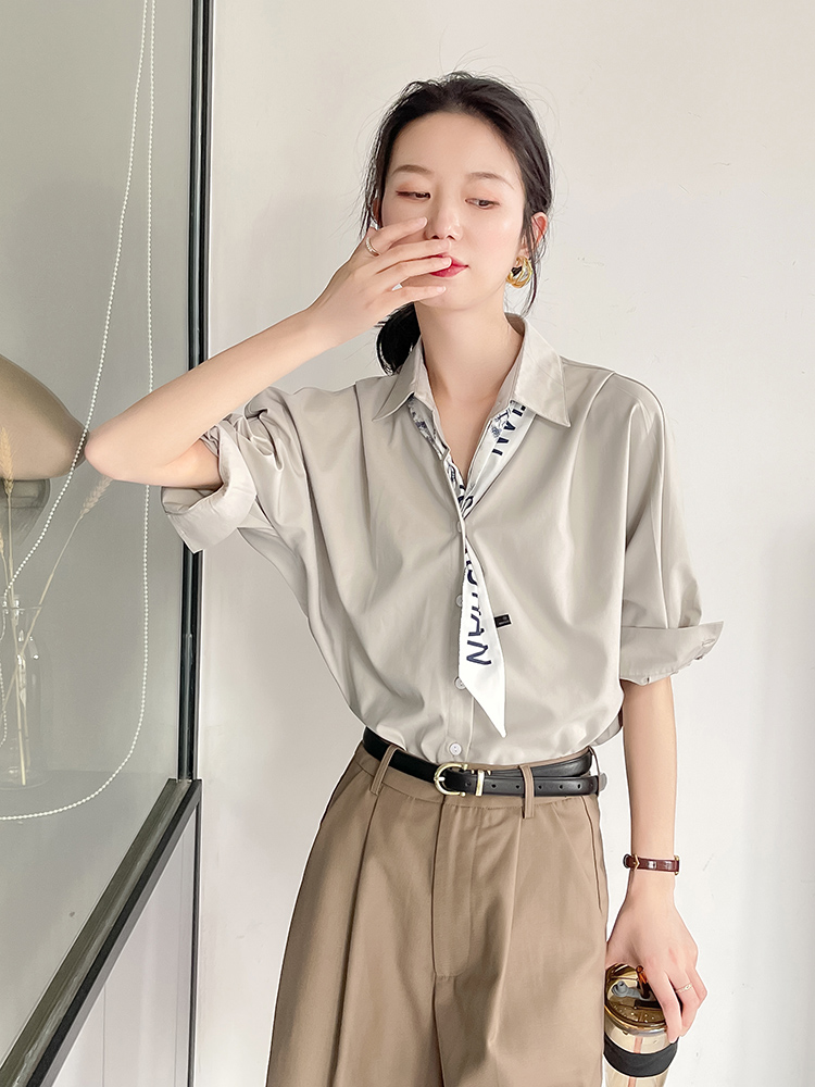 レディースシャツ 上質シルエット ゆったり半袖シャツ