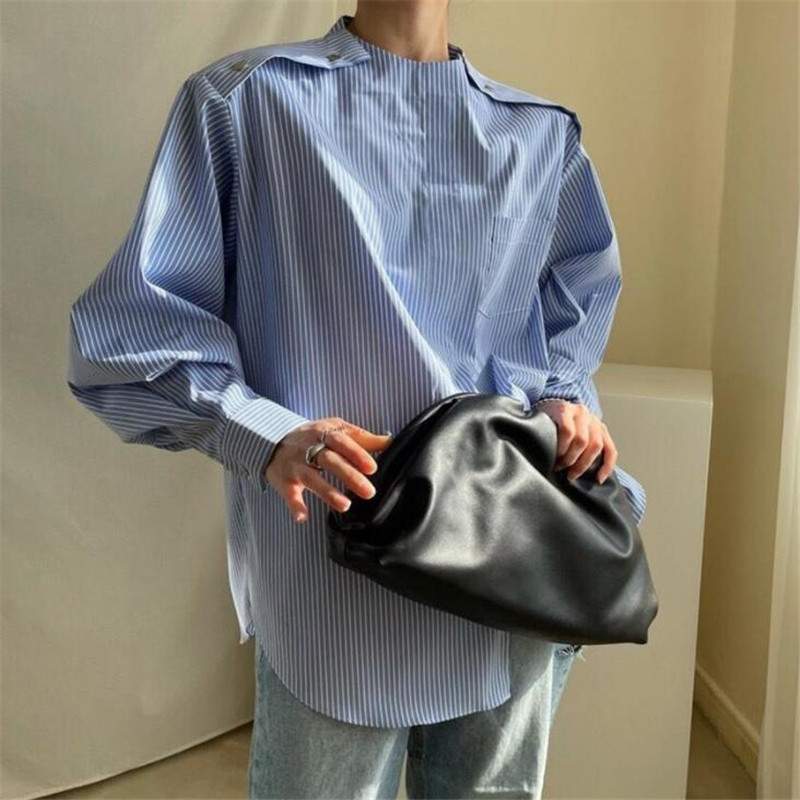 レディースシャツ ストライプ柄レディース長袖シャツ ゆったりデザイン着回し抜群