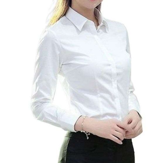 白シャツ　エレガントオフィスシャツ