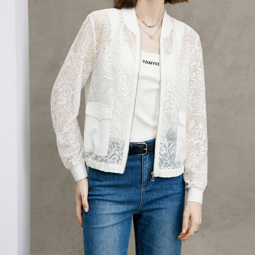 白シャツ　【春秋】エアリーシアーブルゾン