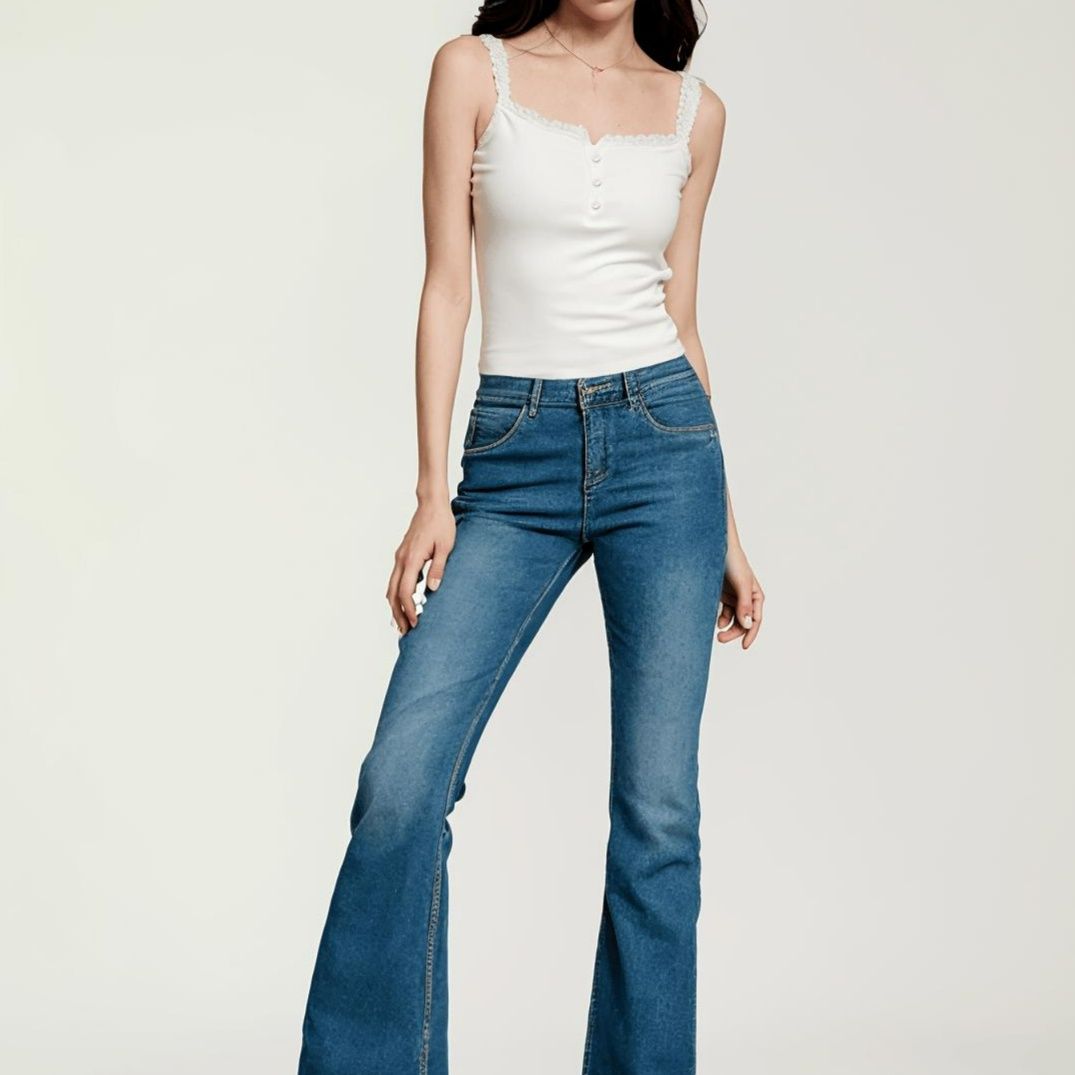 白シャツ　エレガントレースリブキャミソール