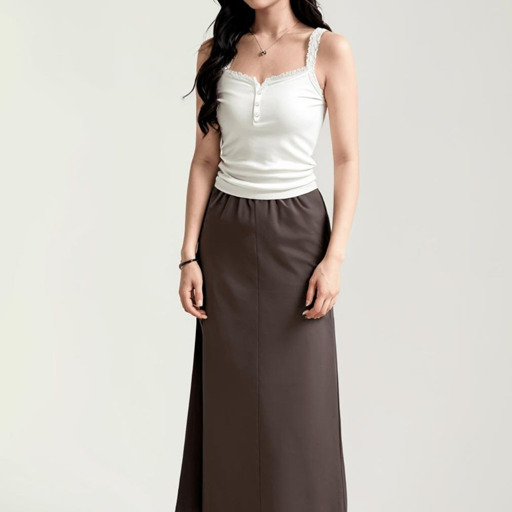 白シャツ　エレガントレースリブキャミソール