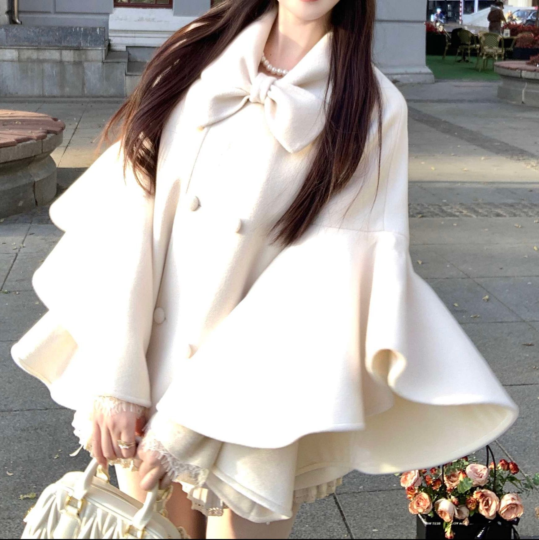 白シャツ　【春秋】エレガンスケープコート