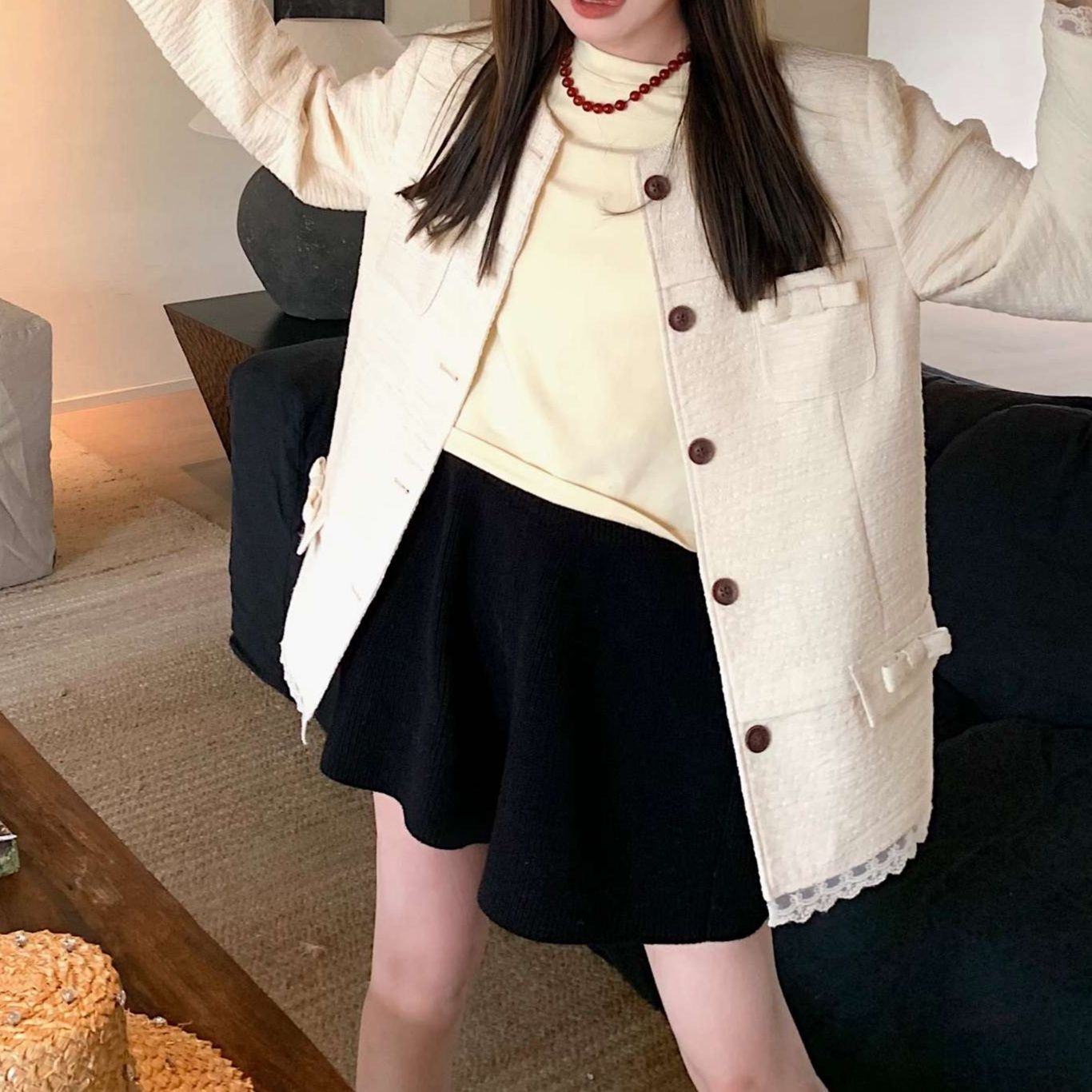 白シャツ　リラックス・ボタンダウンカーディガン