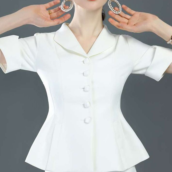 白シャツ　【夏】エレガントペプラムジャケット