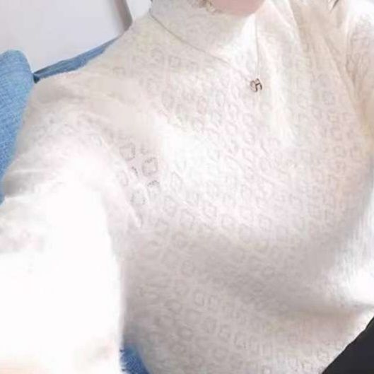 白シャツ　【秋冬】ハイネックレースドリームトップス