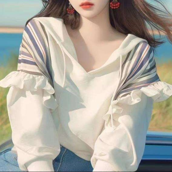 白シャツ　【夏】フリルエレガンスシャツ