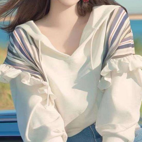 白シャツ　【夏】フリルエレガンスシャツ