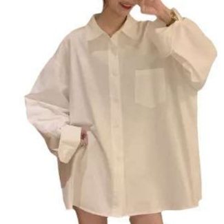 白シャツ　エアリースリットロングシャツ