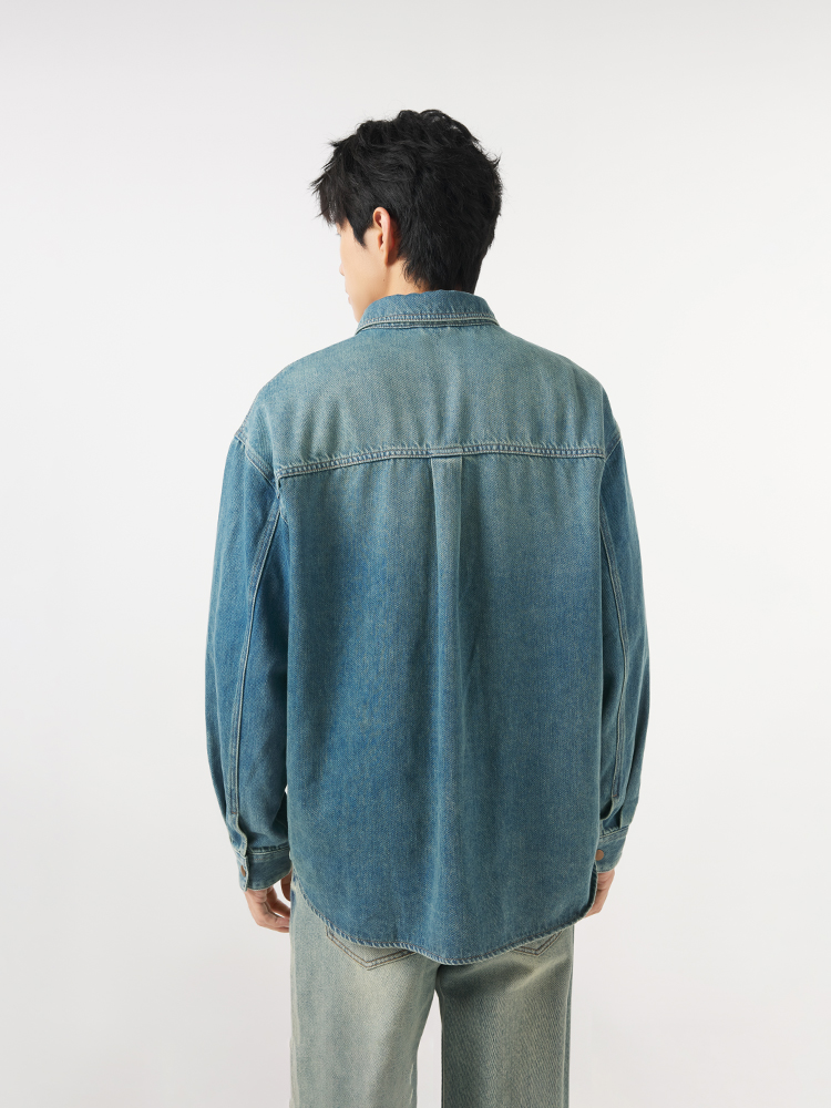 シャツ メンズ デニムシャツ ゆったりシルエットデニムシャツ