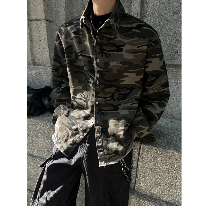 メンズ シャツ 迷彩柄長袖シャツ メンズ ミリタリー風