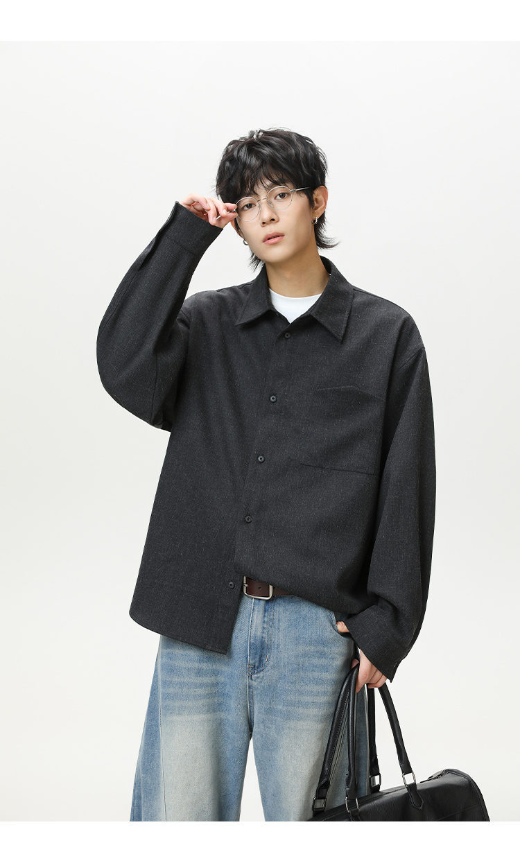 メンズ シャツ メンズ 無地 長袖シャツ カジュアル 春秋 新作