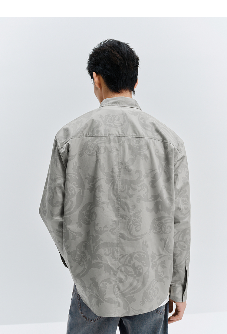 シャツ メンズ 柄シャツ 唐草模様オーバーサイズシャツ