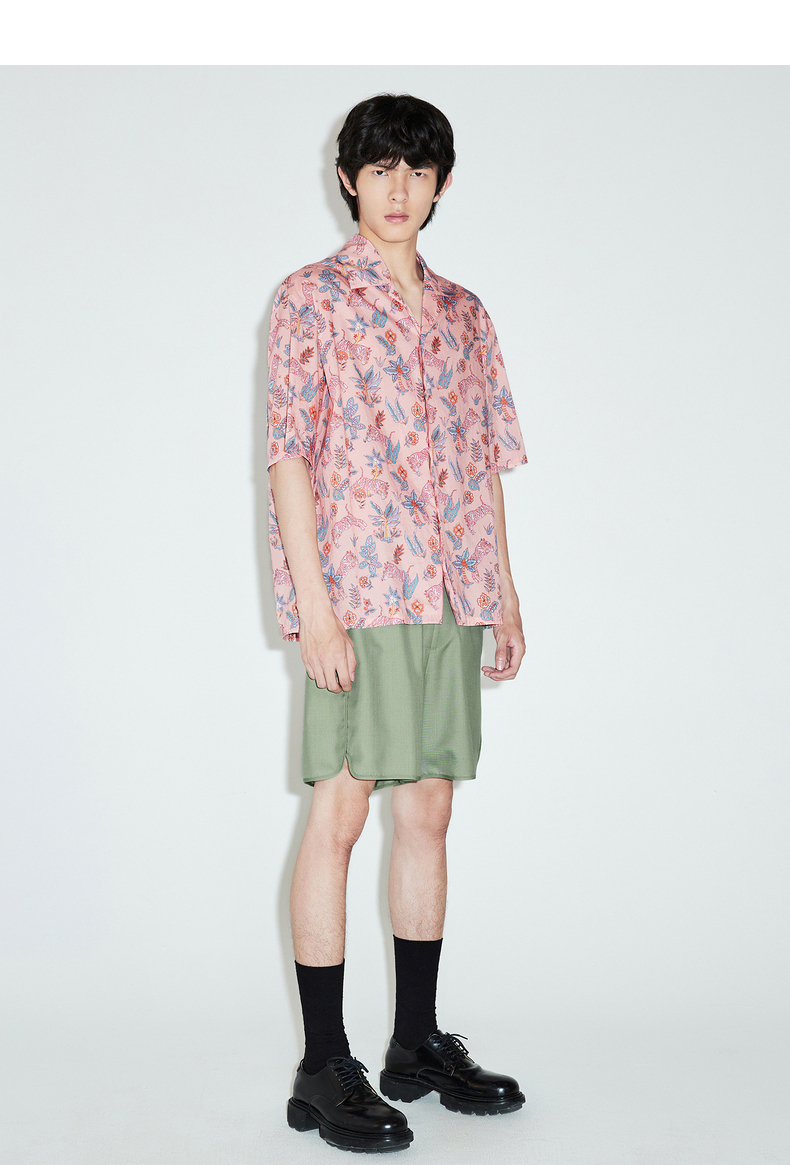 シャツ メンズ 柄シャツ 南国の花々 リゾート風半袖シャツ