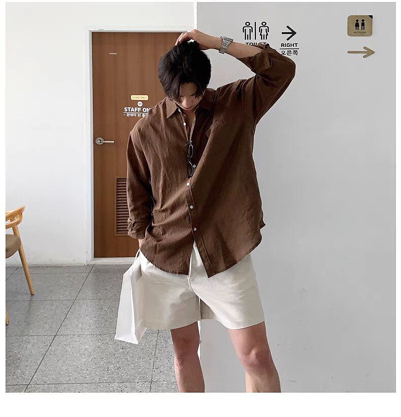 メンズ シャツ メンズ リネン長袖シャツ リラックス カジュアル 全6色