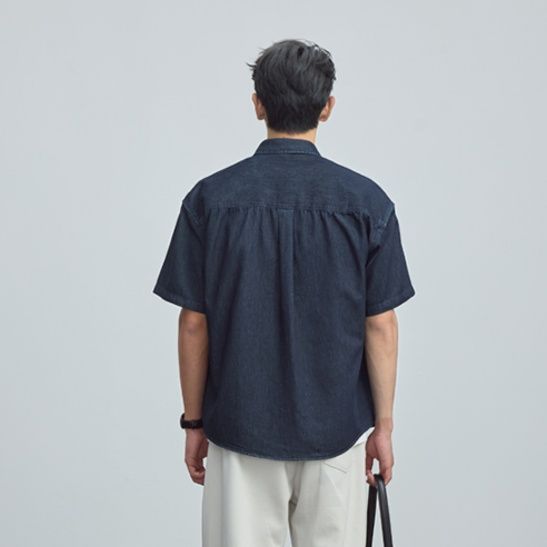 シャツ メンズ デニムシャツ 夏向き半袖デニムシャツ