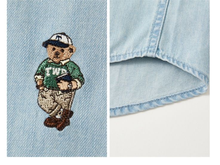 シャツ メンズ デニムシャツ ワンポイント刺繍デニムシャツ