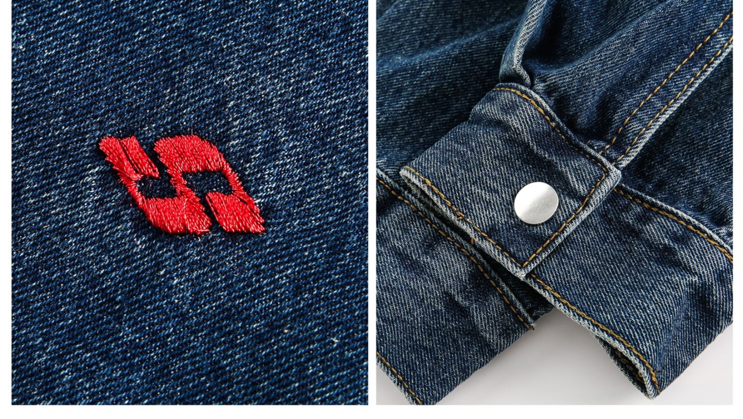 シャツ メンズ デニムシャツ ゆったりシルエット刺繍入りデニムシャツ