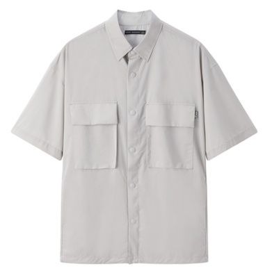 シャツ メンズ 洗練された半袖スタンドカラーシャツ