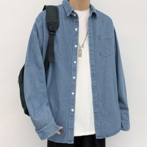 シャツ メンズ 春の定番メンズデニムシャツ長袖カジュアルトップス