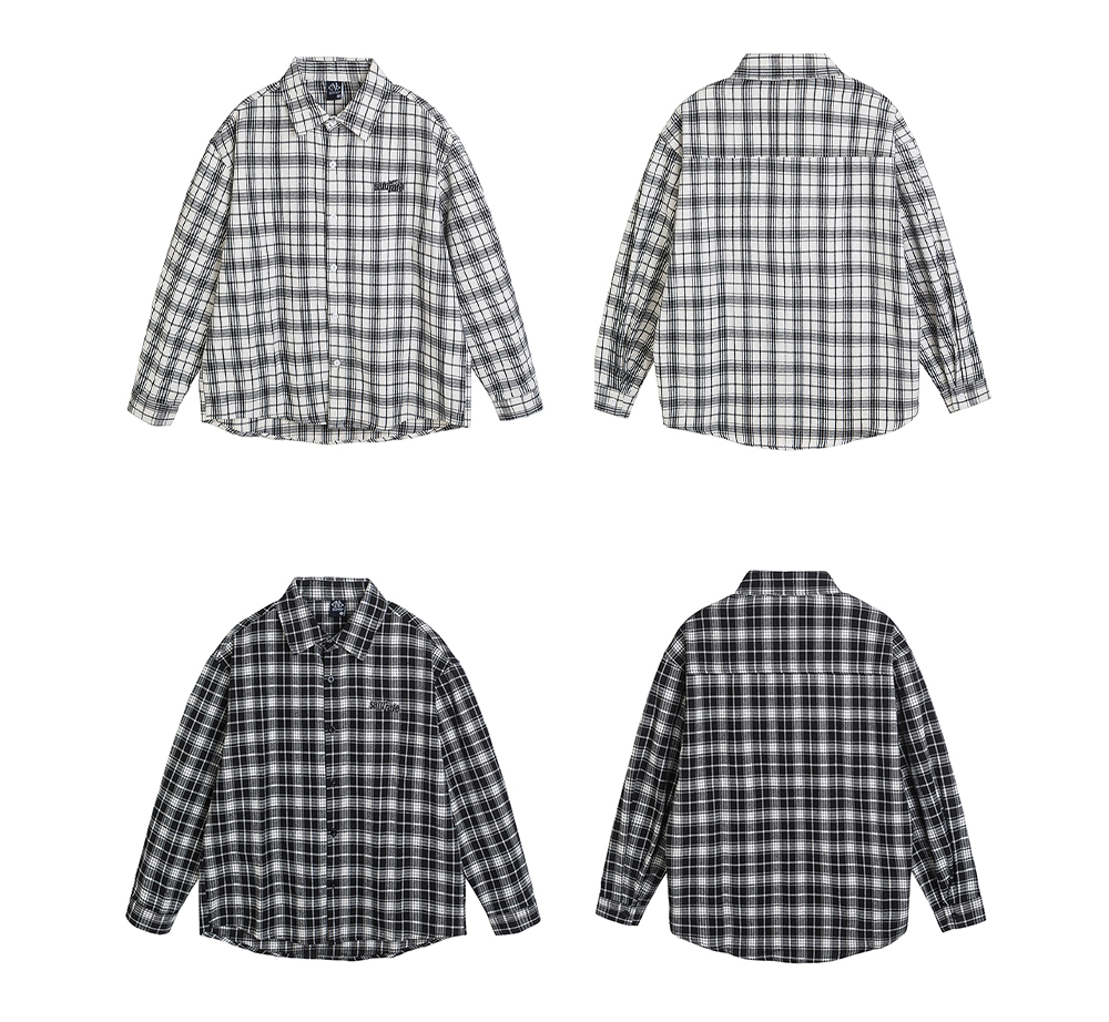 シャツ メンズ チェックシャツ ゆったりシルエット格子柄シャツ