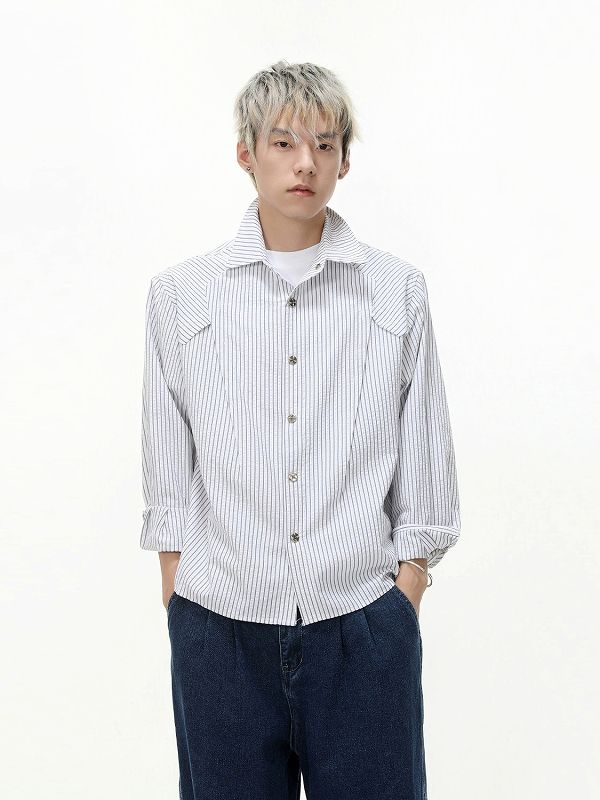 メンズ シャツ メンズ ストライプ柄シャツ 春秋新作