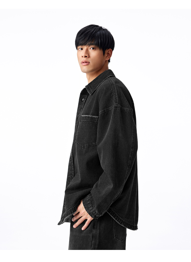 シャツ メンズ デニムシャツ ゆったりシルエット 古着風デニムシャツ