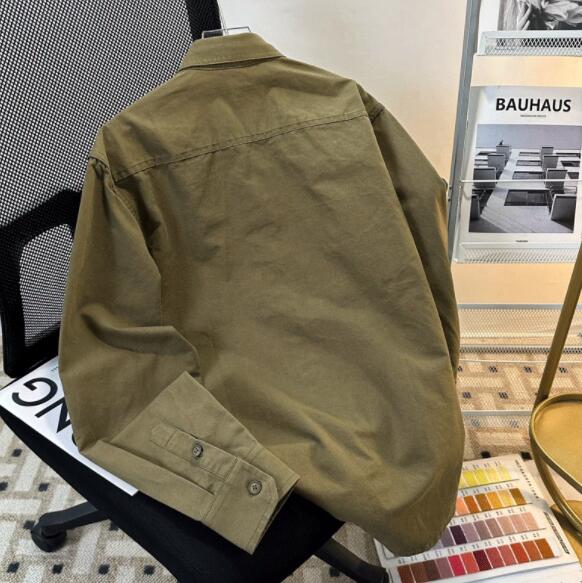 シャツ メンズ メンズ 長袖ワークシャツ カジュアル無地シャツ