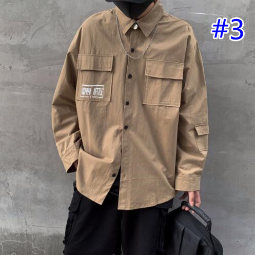 メンズ シャツ 秋冬メンズ長袖ミリタリー風カジュアルシャツ