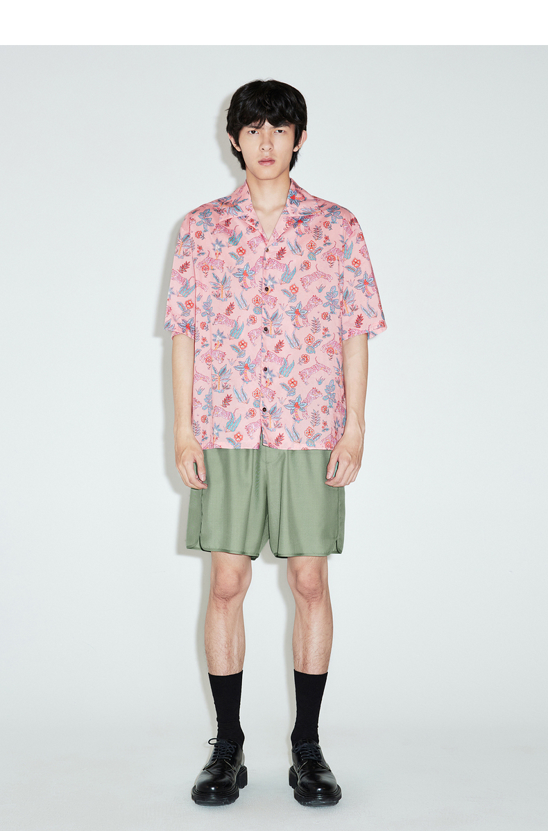 シャツ メンズ 柄シャツ 南国の花々 リゾート風半袖シャツ