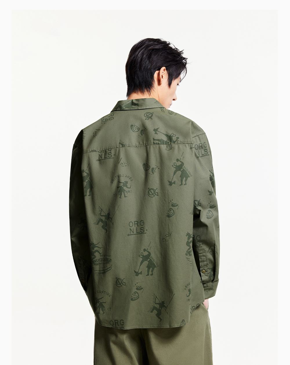シャツ メンズ 柄シャツ 古代紋様プリント柄シャツ
