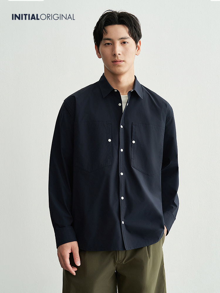 シャツ メンズ 上質素材の洗練スタンドカラーシャツ