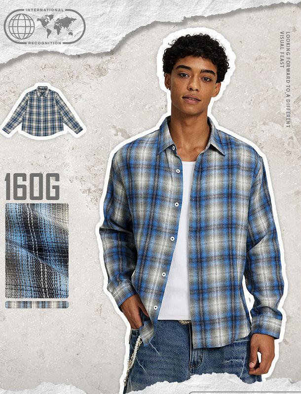 メンズ シャツ チェック柄長袖シャツ男女兼用ストリート系春秋新作