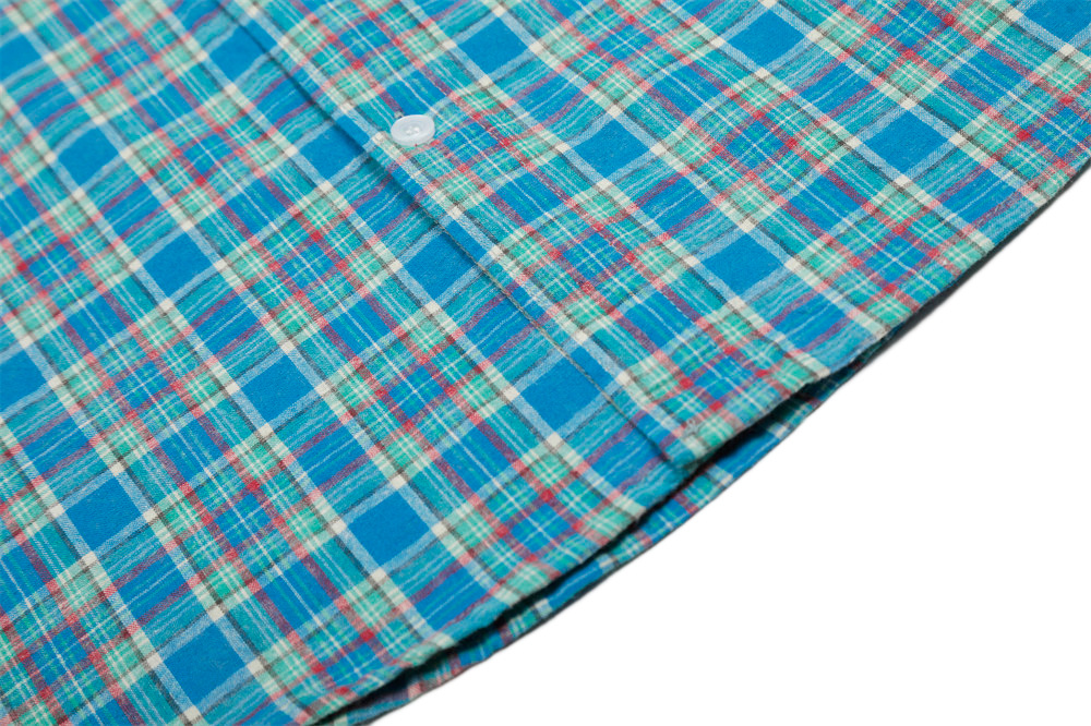 メンズ シャツ メンズ 青系チェック柄長袖シャツ 春秋対応 チェック