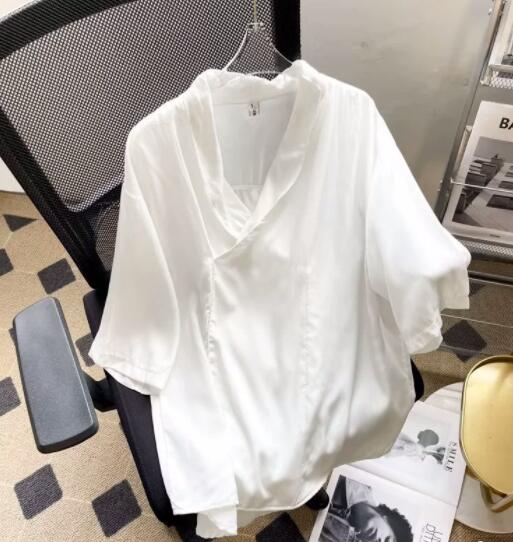 メンズ シャツ メンズ 半袖 カジュアルシャツ 夏 無地 開襟シャツ